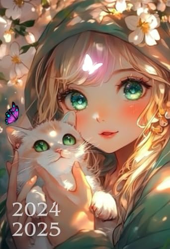 Agenda Manga: Pour Fille, Enfant | Primaire CP, CE1, CE2, CM1, CM2 | Ecole, Collège, Lycée, Université | Organiseur journalier Une page par jour 2024 ... Cute | Rose Beige Mauve Lavande lilas fleurs