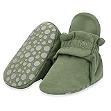 Zutano Unisex Organic Cotton Baby Booties With Gripper Soles, Olive, 3M