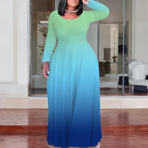 Image of PinkPatty Women's Plus Size Long Sleeve Maxi Dresses T Shirt Boho Fall Dress with Pockets