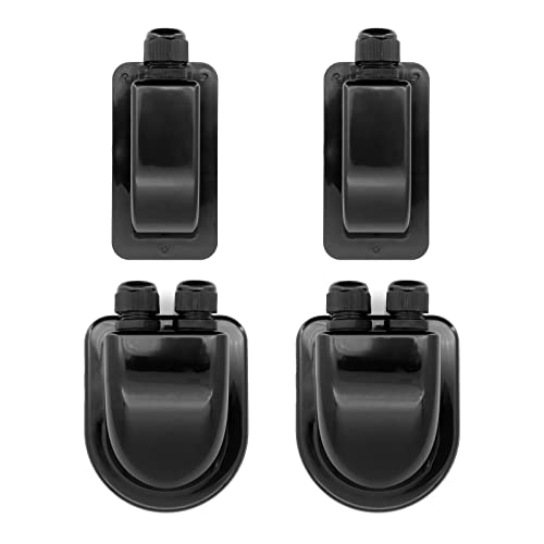 Yuhtech 4 Stück Schwarz Wasserdicht ABS Solar Dachdurchführung Solar Kabeldurchführung für Wohnmobil, Wohnmobil, Reise, Anhänger, Boot, 2pcs 2-Fach Anschlussdose, 2pcs 1-Fach Anschlussdose