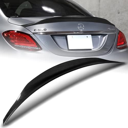 W-Power ABS Plastic B-Style Rear Trunk Lid Spoiler Wing Compatible with 2015-2021 Mercedes-Benz C-Class Sedan W205, 2016 2017 2018 2019 2020 (Pearl White)