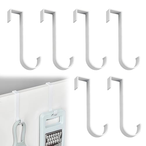 Funver 6PCS Crochets pour Rebord de Porte et Radiateur Sèche Serviette, Aluminium Antirouille Patères Salle de Bain Sans Perçage, Accroche Serviettes...