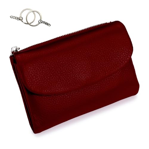 Joyfullygo Wallet, Joyfullygo Unisex Pebble Leather Wallet, Women Slim Wallet, 2025 New Updage Genuine Leather Coin Purse with Rfid, Credit Card Holder (Dark red)