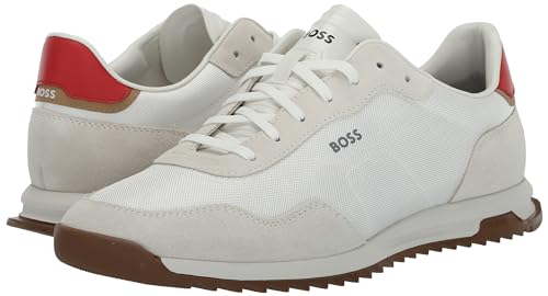 Image of BOSS Men's Zayn Low Profile Suede Leather Two Tone Sneaker