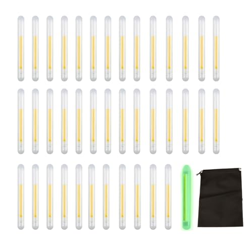 40 Piezas de Luminosos Pesca, Glow Sticks Para Pesca,Luminoso Luz Stick Cañas Pesca,4,5*37,5mm, Herramientas de Pesca Nocturna,Adecuadas Para Pescadores Nocturnos,Viene Con 1 Bolsa de Almacenamiento