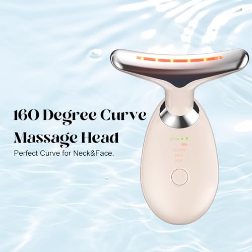 YUNRUO Neck Face Massager, Facial Massage Device with Thermal, Triple Action Colour Modes for Skin Care, Face Sculpting Tool for Double Chin(pink)