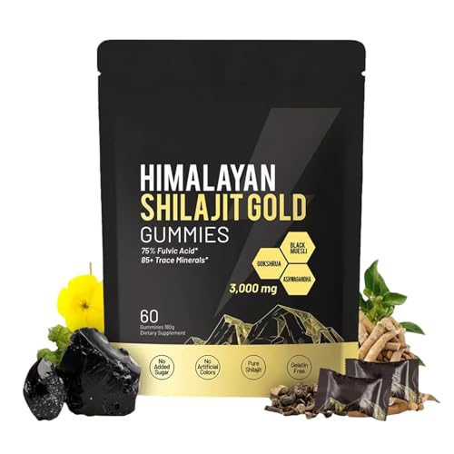 Himalayan Shilajit, Ashwagandha & Gokshura Supplement - Organic, Non-GMO, with Fulvic Acid & 80+ Trace Minerals for Men & Women(2pack)