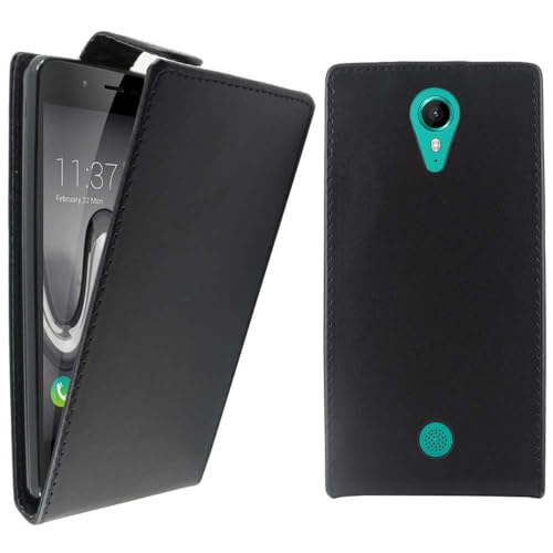 ebestStar - Coque Compatible avec Wiko Tommy Etui Housse PU Cuir Rabat Flip, Noir [Appareil: 146 x 71.5 x 8.8mm, 5.0'']