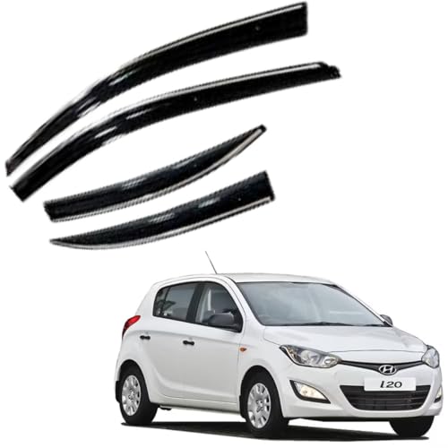 Image of CAR SAAZ Chrome Line Door Visor for I20 Magna CVT (2008-2014) (Set of 4Pcs) | Rain Guard | Wind Deflector