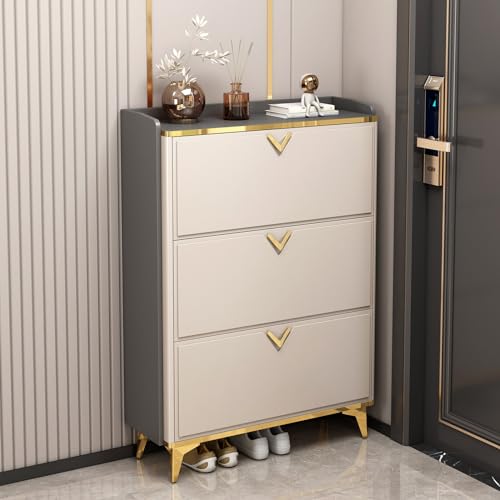 Baodiale Zapatero Ultrafino de 3 Puertas con Cubierta Antipolvo, Capacidad para 19-30 Pares, Ideal para Dormitorio, Sala de Estar