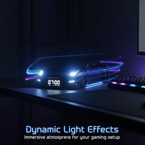 Image of Hypercar Alarm Clock- Realistic Engine and Light Effects, Sports Car Desk Clock with Realistic Engine Sound & Light Effects, Race Cars Style Digital Alarm Clockd for Home Decor (Blue)