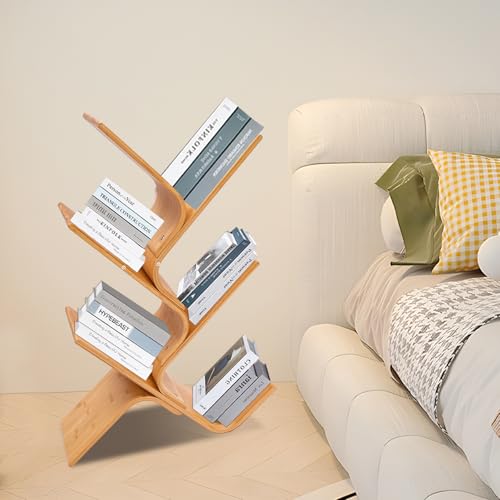 Librería de 5 pisos en bambú natural: estantería abierta de 91 cm estilo árbol 4