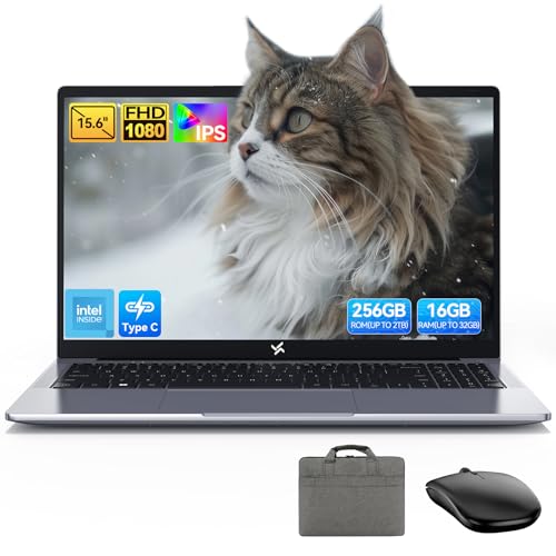 Huidun Hibook 2026 15.6' FHD IPS Laptop, 16GB DDR4 256GB SSD, N150 3.6GHz, 100W Type-C, 4K HDMI, for Business & Student