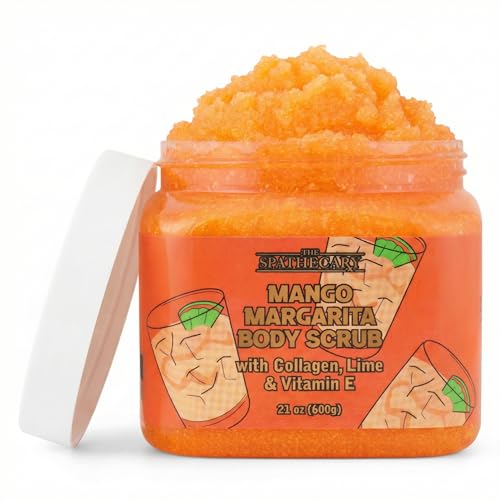 Image of Mango Margarita Sugar Scrub - Exfoliating & Hydrating Body Scrub With Collagen, Lime, & Vitamin E For Soft, Smooth, and Brighter Looking Skin, Body Care Exfoliator & Cleanser, 21 oz