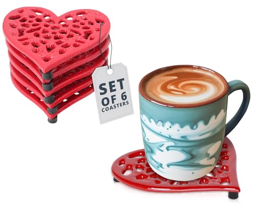Comfify-Set-of-6-Small-Cast-Iron-Heart-Trivet-Vintage-Design-for-Kitchen-Countertop-Dining-Table-Decorative-Recycled-Metal-with-Rubber-Feet-Protects-Surfaces-from-Hot-Dishes Comfify Set of 6 Small Cast Iron Heart Trivet Vintage Design for Kitchen Countertop Dining Table Decorative Recycled Metal with Rubber Feet Protects Surfaces from Hot Dishes