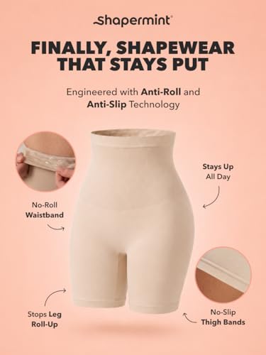 Image of SHAPERMINT High Waisted Body Shaper Shorts Shapewear for Women Tummy Control Thigh Slimming Technology