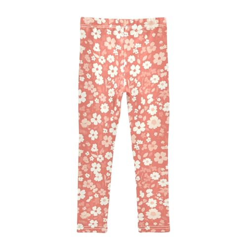 Floral Pattern Cute Simple Flowers Vermilion Kids Baby Girls Cotton Pants Fashion Full Length Lounge Pants Sports2