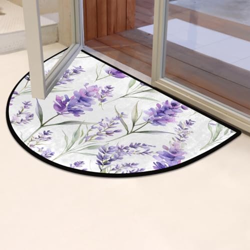 Paillasson semi-circulaire antidérapant lavande lavable intérieur