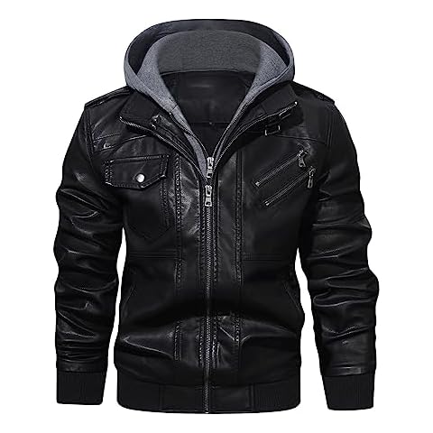 HOOD CREW Men's Faux Leather Bomber Jacket Cover