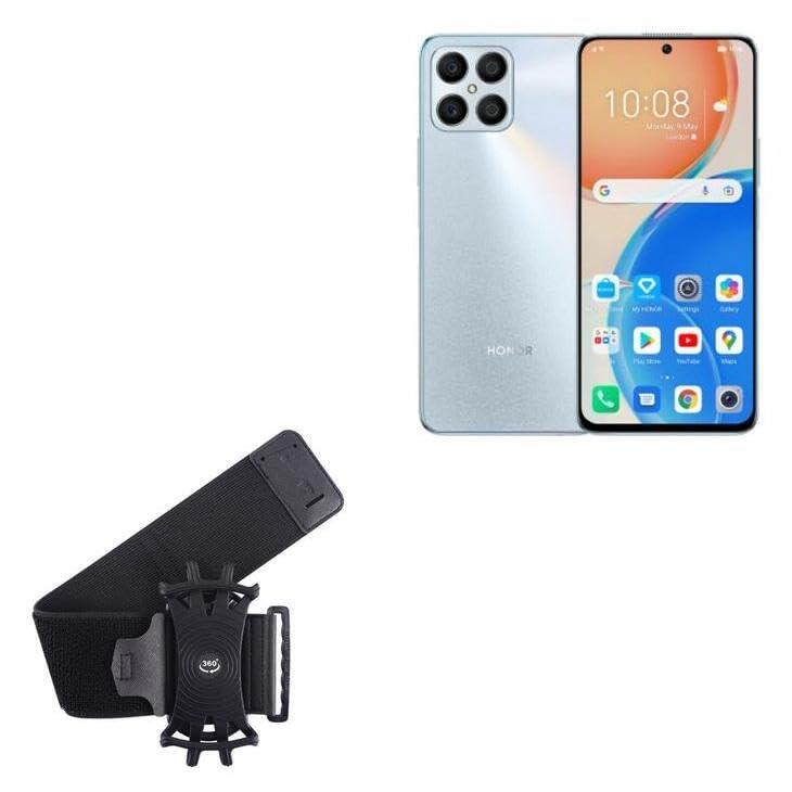 BoxWave Holster Compatible with Honor X8 5G - ActiveStretch Sport Armband, Adjustable Armband for Workout and Running - Jet Black