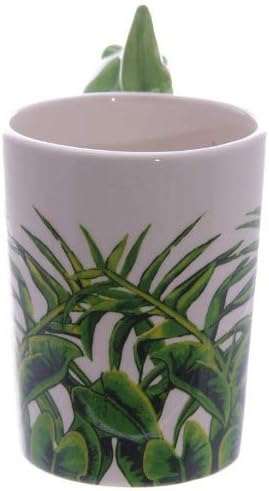 Puckator SMUG23 Mug with Frog Handle, 8 x 11.5 x 13.5 cm, Ceramic, White and Green, Height 13.5cm Width 11.5cm Depth 8cm