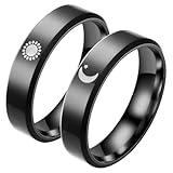 SHERCHPRY Anillos de Compromiso Negros de Resistentes y Cómodos Alianzas Originales para Aniversario y Boda