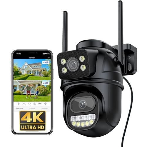 Recopilación de Camaras de Seguridad Con Audio . 42 Reobiux 2-1 Lente Doble Camara de Seguridad Exterior, 4K 8MP Cámara de Seguridad con Visión Nocturna Color 30M, Seguimiento automático, Sirena, Audio Bidireccional, IP66, poyo...
