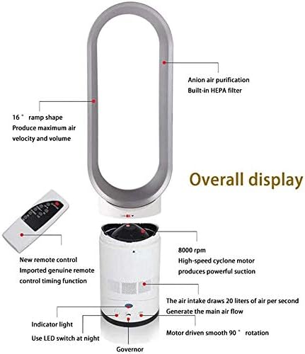 Bladeless Air Cooler with Negative Ions, Remote Control, Ultra Quiet for Home, Office, Bedroom - Space Saving Design