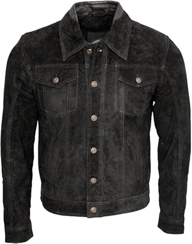 Quality Supply Men's 100% Real Suede leather Trucker Jacket