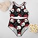 Girl's Two Piece Swimsuit, Fashion Sport Bathing Suits, Tummy Control Bikini for Travel Beach Swim Gothic Raven Red Rose Flowers Skull Floral