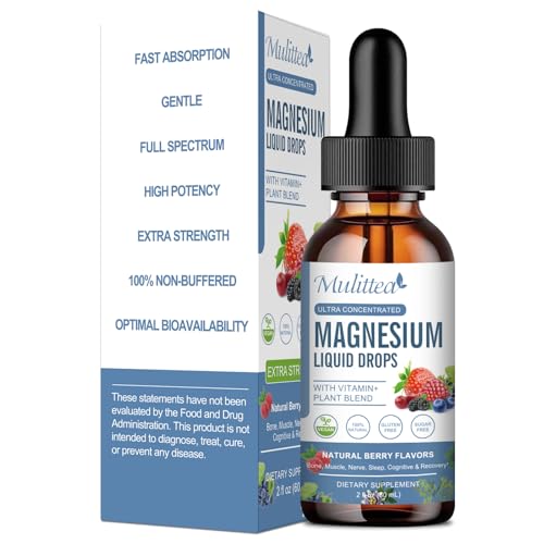 Magnesium Glycinate Liquid Drops with L-Theanine, Ashwagandha & Saffron - Herbal Sleep & Calm Support with Chamomile, Passionflower & Kava - Relaxation, Mood & Nerve Support - Sugar Free - 1 Pack