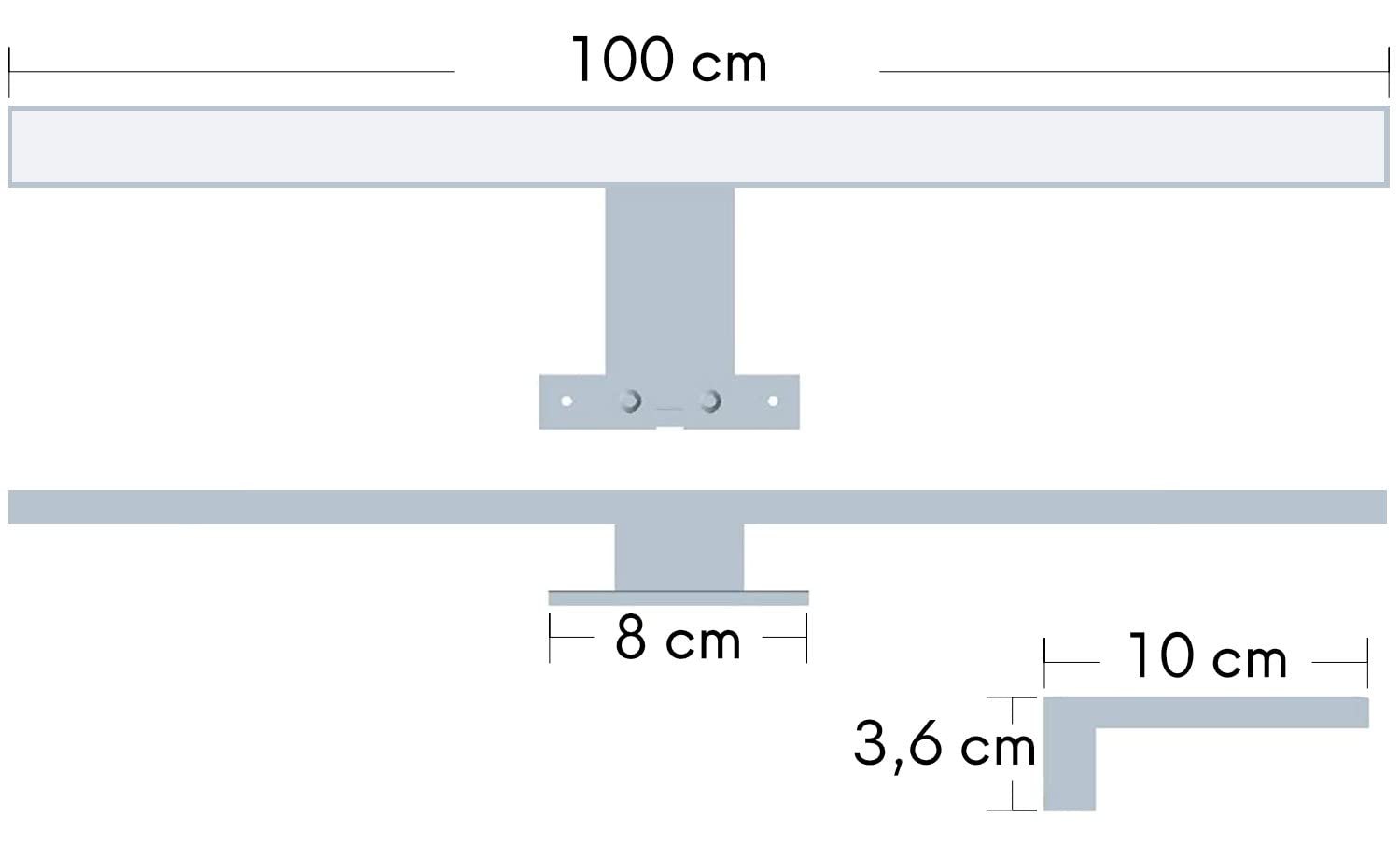 kalb | 100cm LED lampada da bagno lampada a specchio lampada a specchio 230V, grigio argento,
