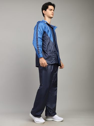 Image of Shasmi Grey Rain Coat for Men Waterproof Raincoat with Pants Polyester Double Layer Rain Coat For Men Bike Rain Suit Rain Jacket Suit Inner Mobile Pocket with Storage Bag (Rainy 172)