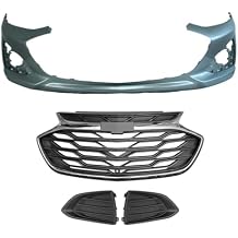 MGWILL Front Bumper Cover Kit Compatible with 2019 2020 2021 Chevy Cruze L LS LT Premier Diesel Sedan Hatchback 1.4L 1.6L W/Upper Grille Grill & Fog Light Cover