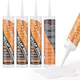 WELLUCK RV Roof Sealant Self Leveling Lap Sealant White, Flexible Repair Caulking Rubber Epdm for Camper Motorhomes Trailers, Secure Odorless Waterproof&UV All Weather Adhesive 10.3oz 4 Packs