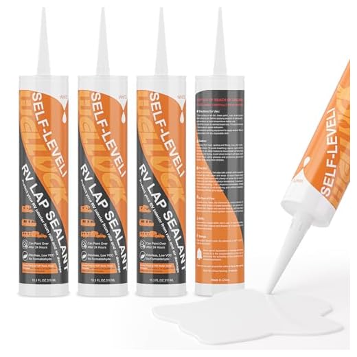 WELLUCK 4PC Self Leveling RV Roof Sealant Lap for RV Roofs, White Flexible Repair Caulking Rubber Epdm Sealant for Camper Motorhomes Trailers, Secure Odorless Waterproof & UV All Weather Adhesive