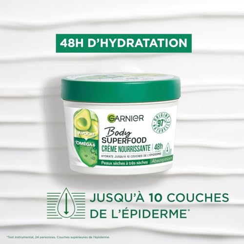 Crème Corps Peau Sèche Et Très Sèche Nourrissante Et Réparatrice Avocat Body Super Food Garnier Le Pot De 380ml - vue 6