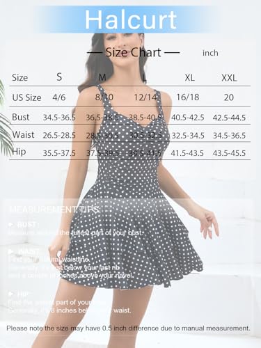 Halcurt Womens One Piece Swimsuit Ruched Tummy Control Swimdress Ruffle Bathing Suit Skirt with Hipster4