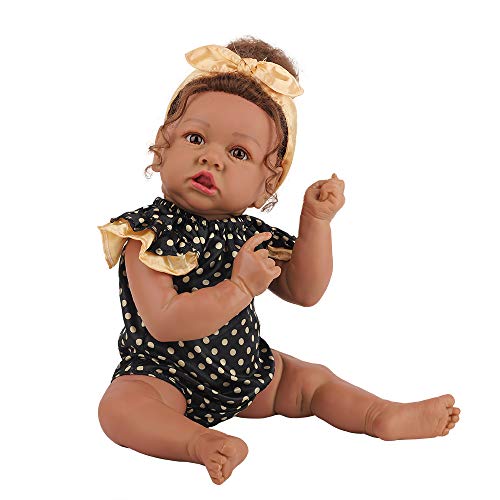 Image of HOOMAI Lifelike Reborn Baby Dolls with Soft Body African American Realistic Girl Doll 22.8 Inch Best Birthday Gift Set