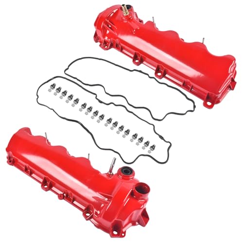 Image of 9L1Z6582C 2PCS Red Aluminum Valve Covers Replacement for Ford F-150 F-250 F-350 Explorer Expedition Mustang 2005-2010 OE# 264-909 264-908 9L1Z6582D 7L1Z6584A