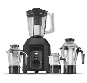 Havells Hexo 1000 watts 4 Jar Mixer Grinder I 2.5 Kg Double Ball Bearing Copper Motor I 22000 RPM I 100 Minutes Run Time I Metal Teeth Coupler & Jar Base I Polycarbonate Jar, Lids with Lock (Grey)