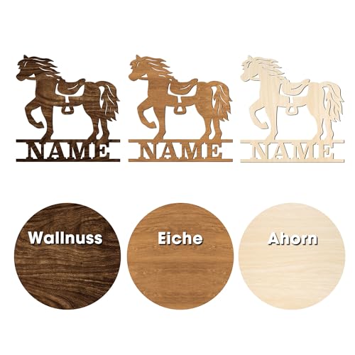 codiarts. Namensschild, Wandbild, Kinderzimmer, Kindertür, personalisierbar mit Namen, selbstklebend (Leopard) Pferd)