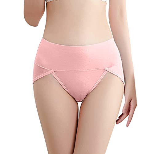Kayferli Unterhosen Damen Reiner Baumwolle, groß, einfarbig, 3D-geprägt, mit mittlerer Taille Boxershorts Damen (Pink, L)