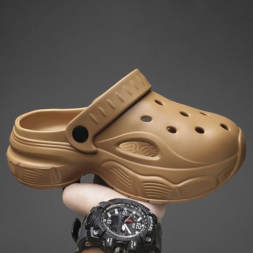 Men's Lightweight Slides Soft-Feel Sole Non-Slip Beach Sandals Shower Shoes Compact Fit Warm Tan2