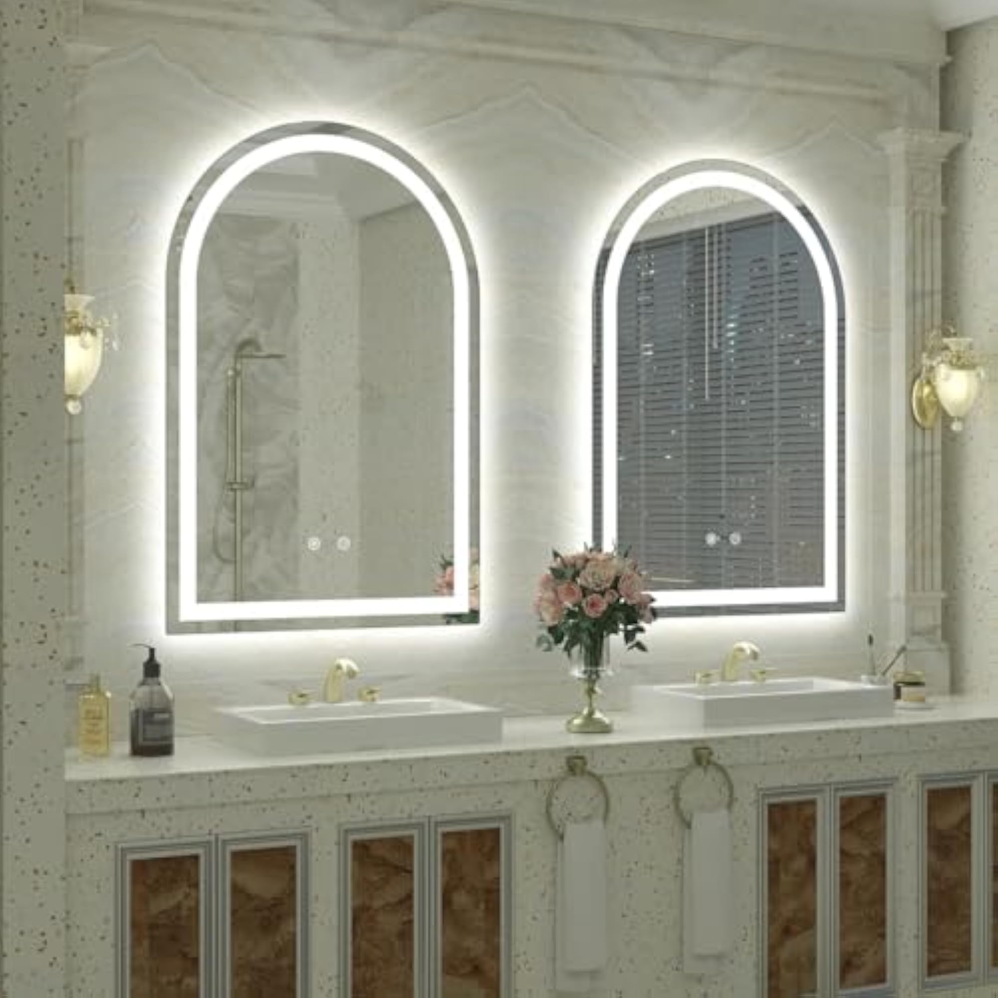 Designer Top Arch LED Bathroom & Vanity Mirror with Dual Side Color Reflection