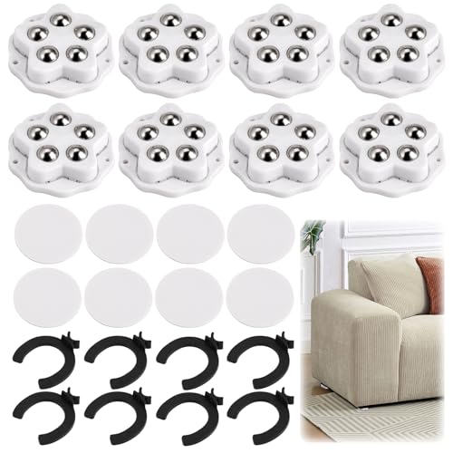8 Piezas Mini Ruedas Adhesivas Giratorias, Ruedas para Electrodomesticos Pequeños con 5 Bolas Cada Una, Capacidad 300KG Rueda Móvil Universal 360°, para Muebles, Cajas, Pequeños Electrodomésticos