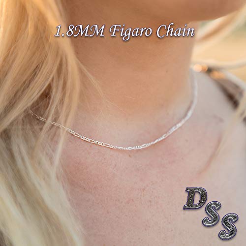 925 Sterling Silver 1.8Mm Figaro Chain - Italian Necklace For Women - Lobster Claw Clasp 18 Inch #TOP2