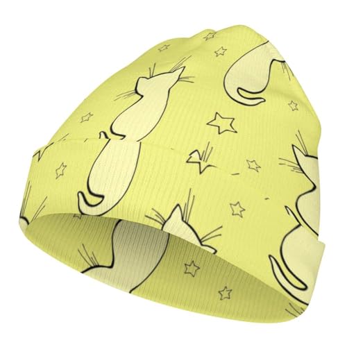 Cute Cartoon Cat Pattern Kids Beanie Hat for for Girls Boys Children Cap Winter Knitted Chemo Cancer Headwear Accessories Gifts Decoration Black