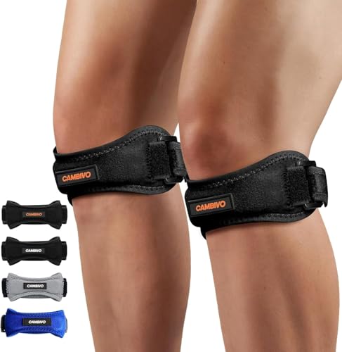 CAMBIVO Rodillera Adjustable x2, Cinta Rotuliana, Rodilleras Menisco y Ligamento con Correa para Tendón Rotuliano, Correr, Saltar, Gym, Alivio de la Tendinitis, Estabilización de la Articulación