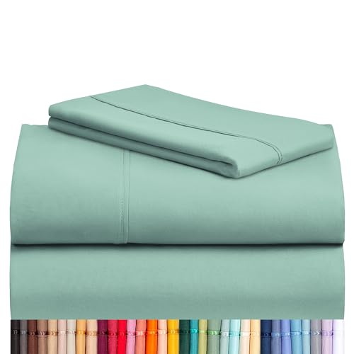 Image of LuxClub 3 PC Sheet Bed Sheets Deep Pockets 18 inch Eco Friendly Wrinkle Free-Kids-Fitted Sheets Machine Washable Hotel Bedding Silky Soft - Light Teal Twin